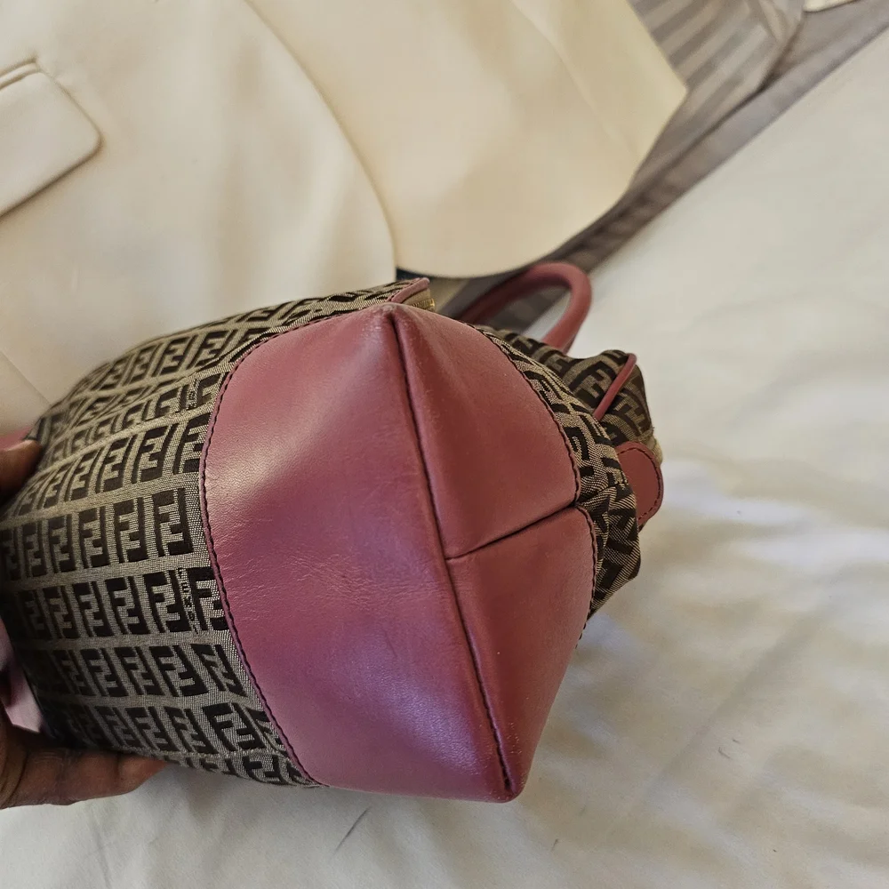 Fendi Pink Monogram Canvas Mini Bag with Leather Trim - Picture 4 of 11